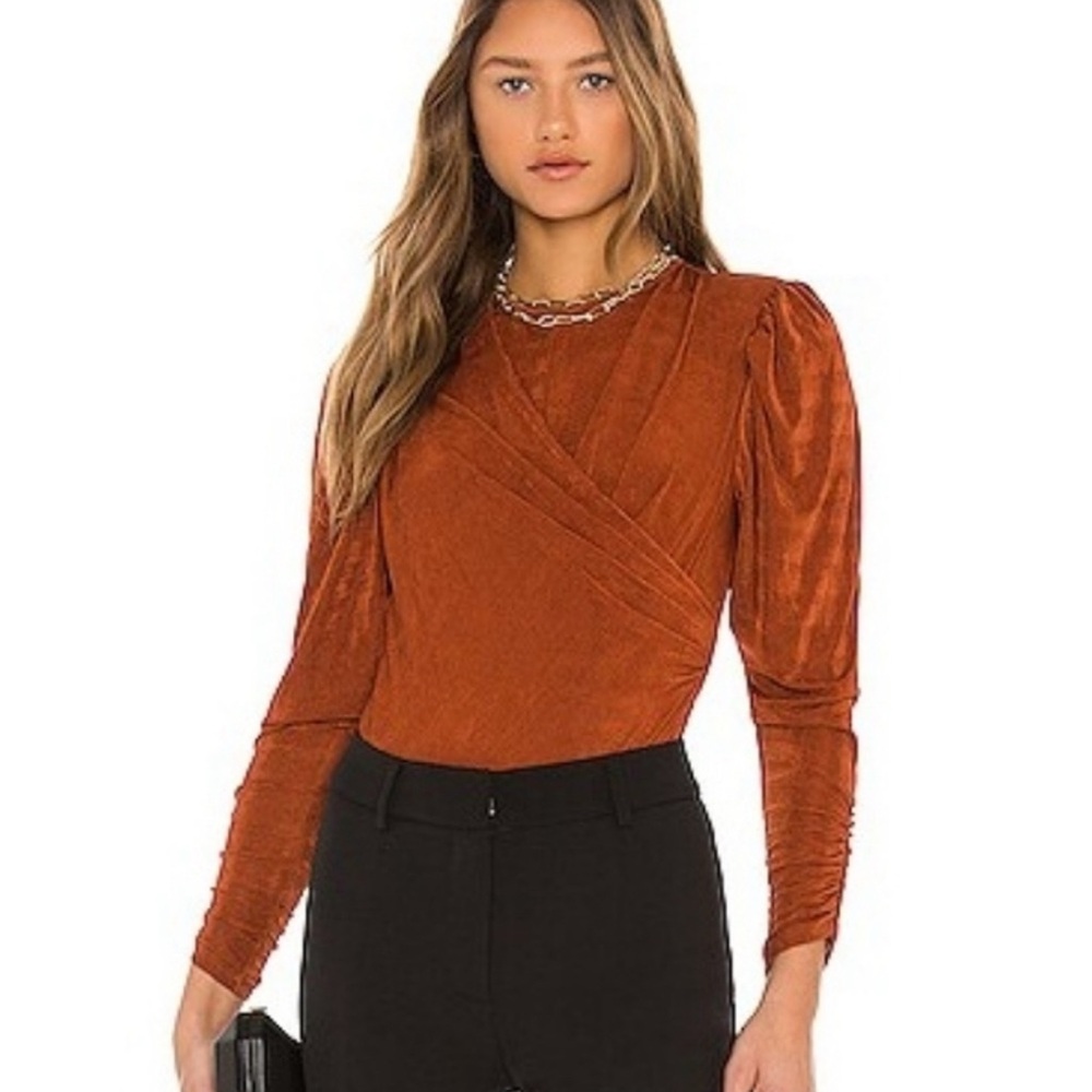 Astr Terracotta Wrap Blouse